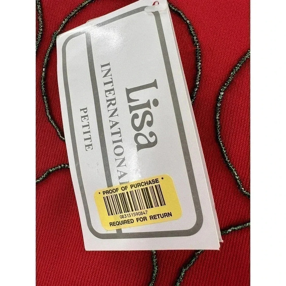 NEW W TAGS Lisa INTERNATIONAL PETITE Womens Medium Red Shopping Scooter Sweater - Picture 6 of 8